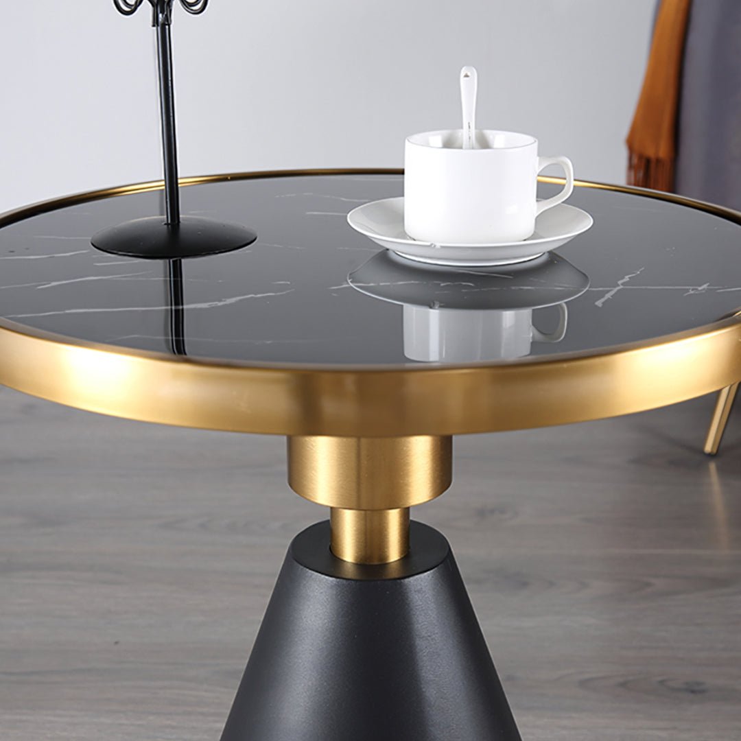 Modern Side Table with Marble Top and Metal Base - Miola