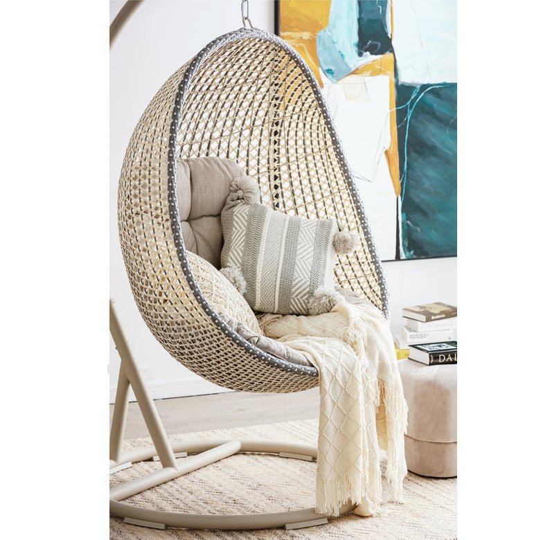Sutton Garden Rattan Hanging Egg Chair with Stand, Indoor/ Outdoor Furniture - Miola