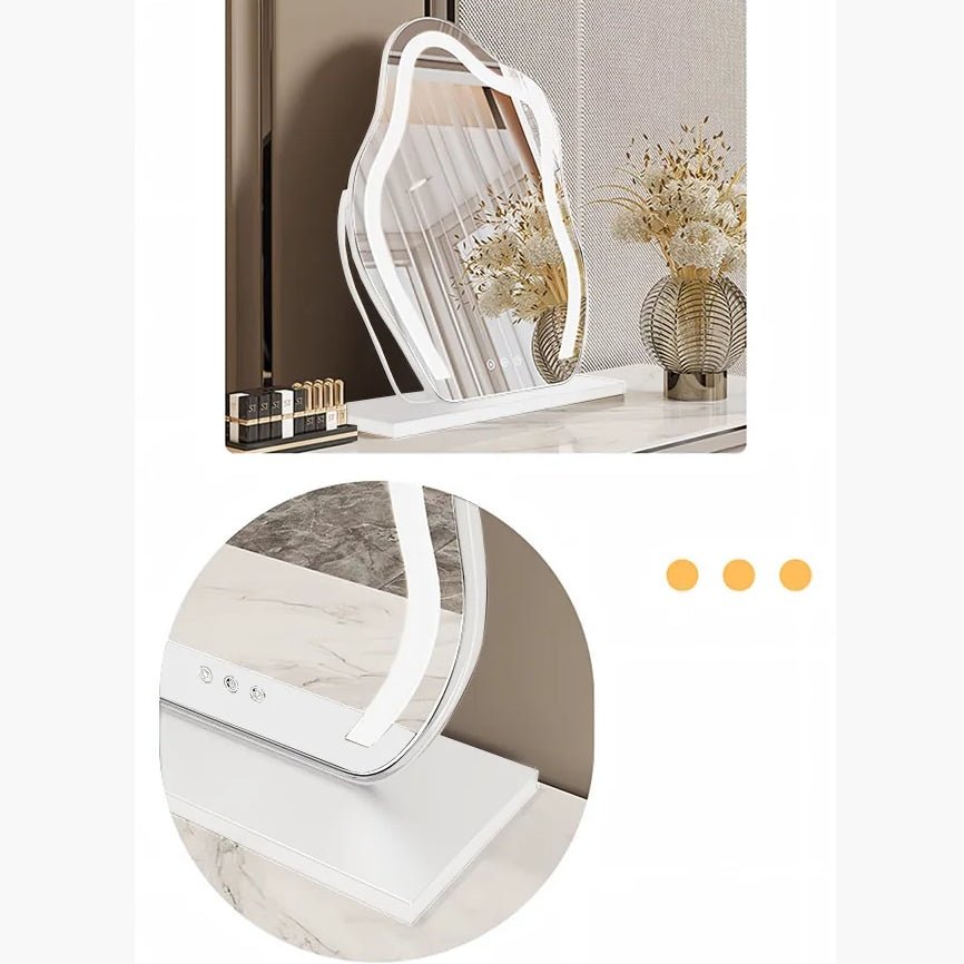 Dobson Dressing Table With LED Mirror, Light Grey - Miola