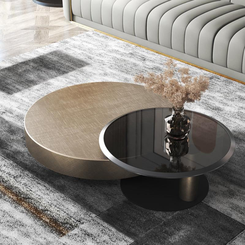 Gold Nesting Coffee Table, With Black Side Table - Miola