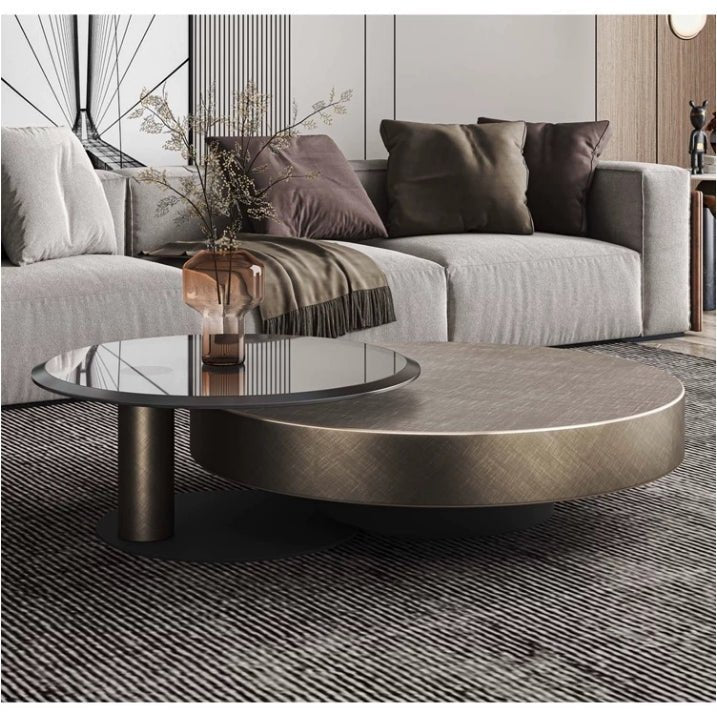 Gold Nesting Coffee Table, With Black Side Table - Miola