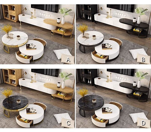Regalia Coffee Table Set, White & Gold - Miola