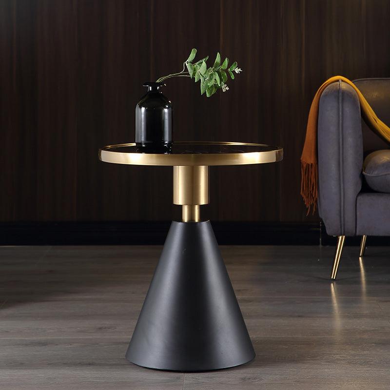 Modern Side Table with Marble Top and Metal Base - Miola