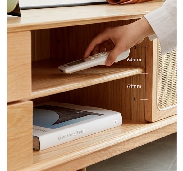 Haygashen Rattan TV Stand, Oak - Miola