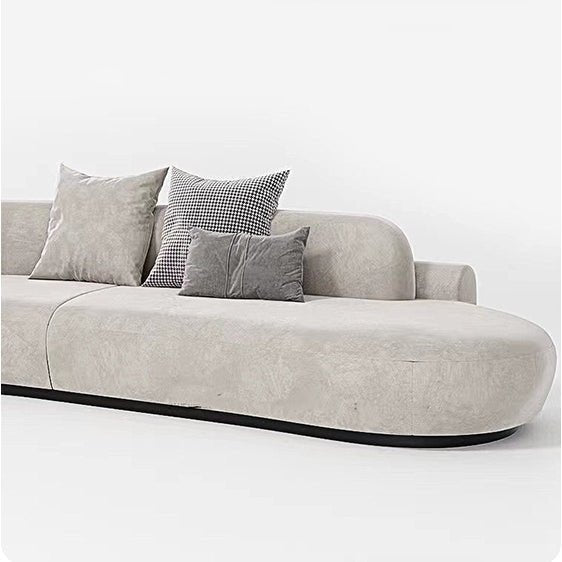 Cosima Grey Four Seater, Five Seater Curved Sofa, Long Sofa, Velvet - Miola