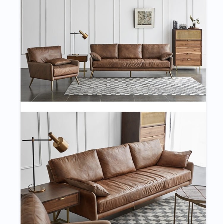 Luna Three Seaters Sofa, Three Seater Corner Sofa, Real Leather - Miola