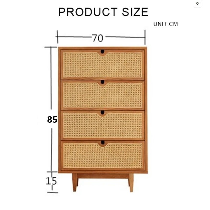 Pavia Chests Of Drawers, Natural Rattan & Oak - Miola