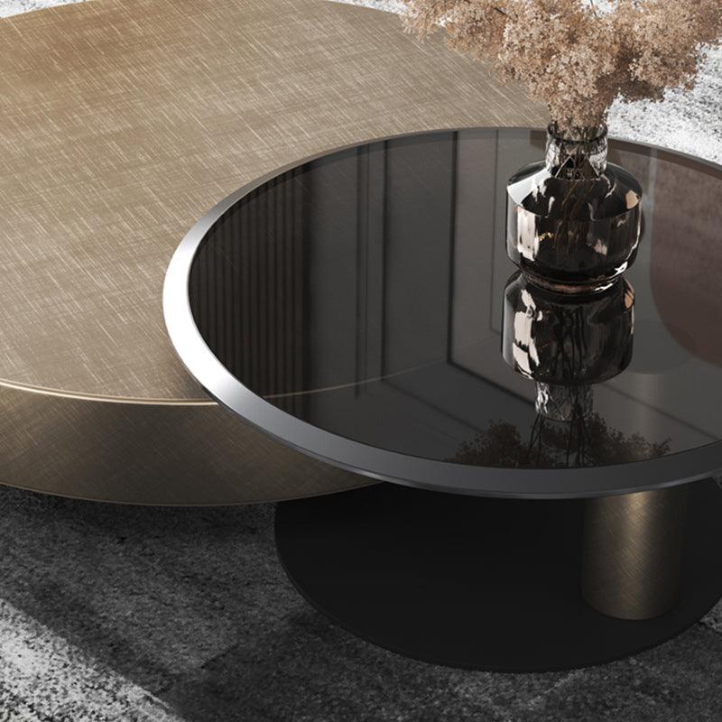 Gold Nesting Coffee Table, With Black Side Table - Miola