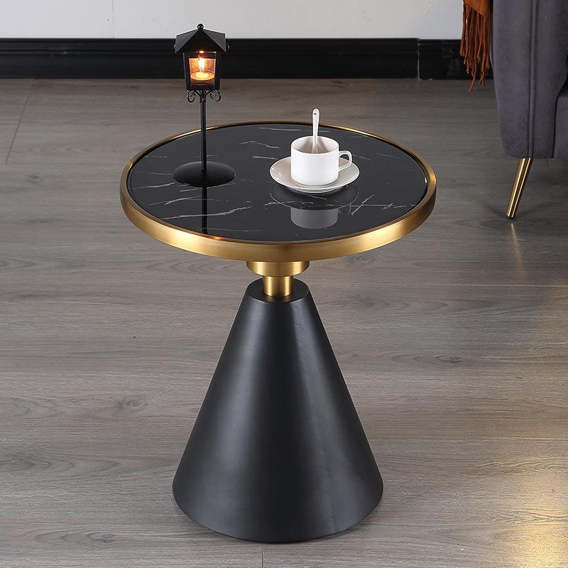 Modern Side Table with Marble Top and Metal Base - Miola