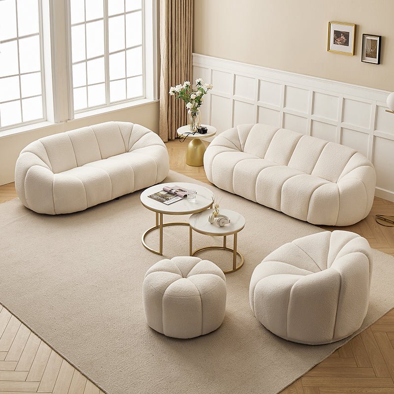 Arsav Pumpkin Armchair, White Boucle - Miola