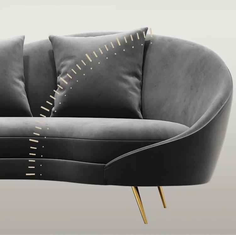 Slender Modern Curved Two Seater, Three Seater Sofa, Velvet - Miola