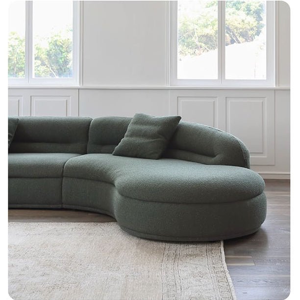 Yannik Four Seater Curved Sofa, Green - Miola