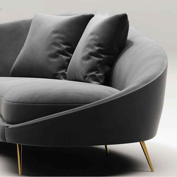 Slender Modern Curved Two Seater, Three Seater Sofa, Velvet - Miola