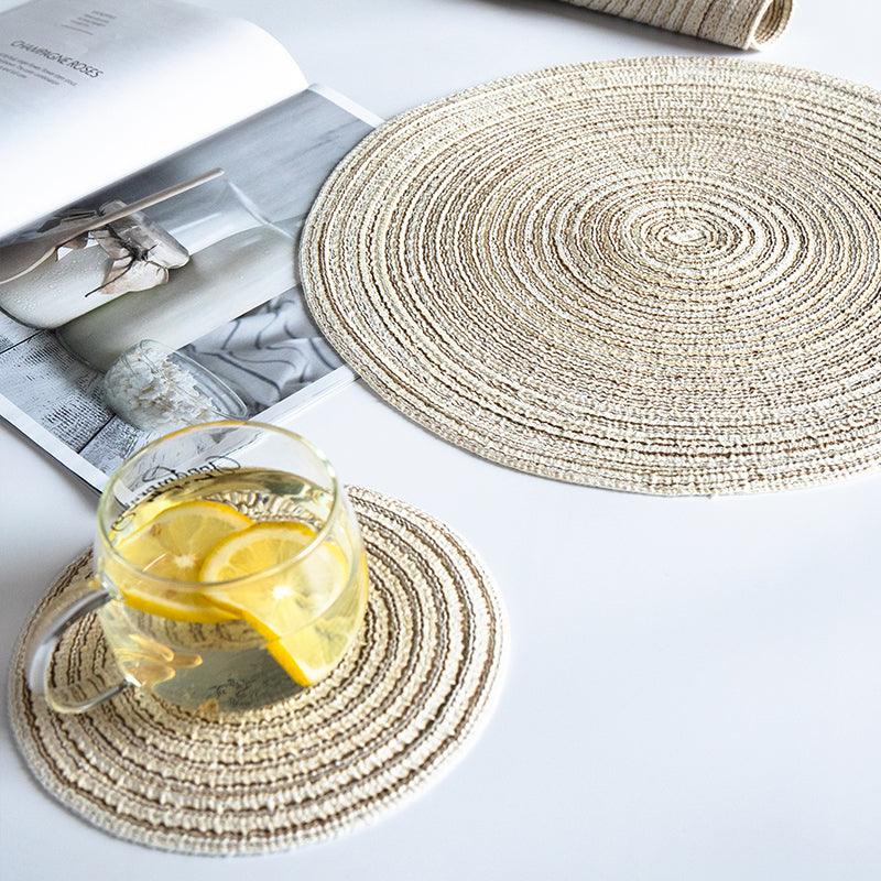 Round Braided Woven Placemats, Set of 4 Pieces - Miola