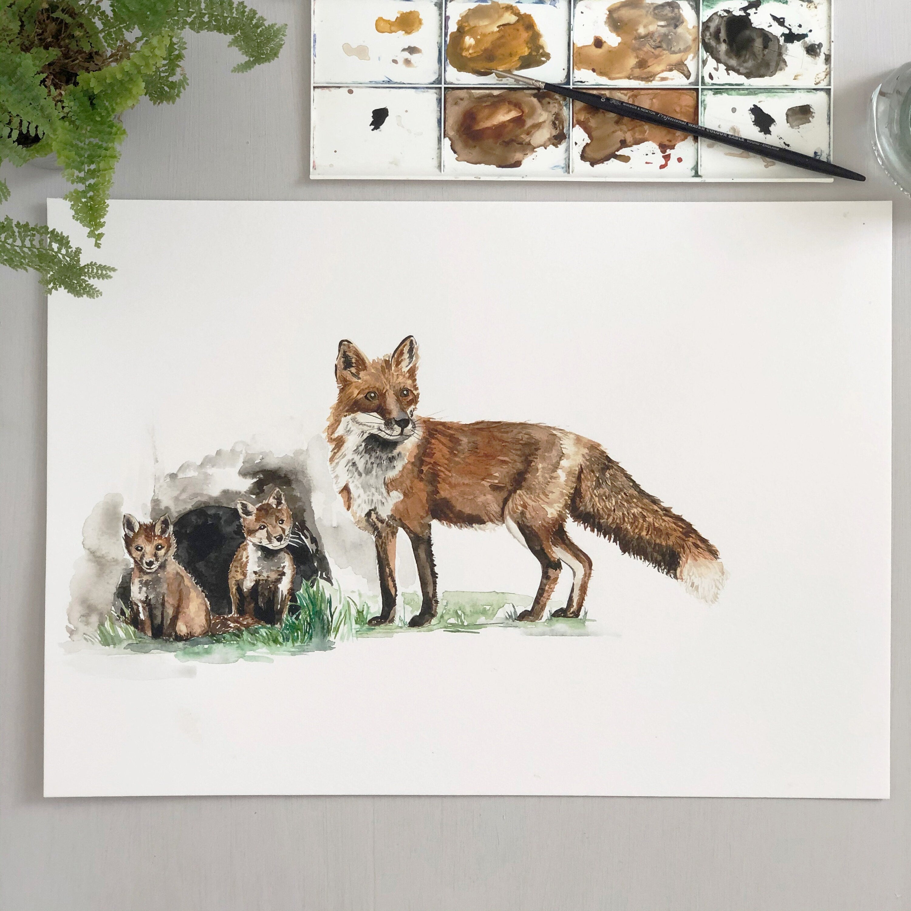 Fox Watercolour Art Print