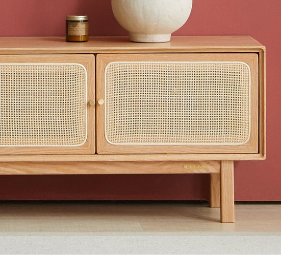 Haygashen Rattan TV Stand, Oak - Miola
