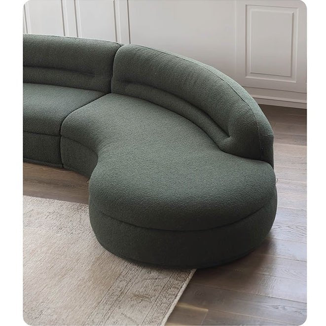 Yannik Four Seater Curved Sofa, Green - Miola