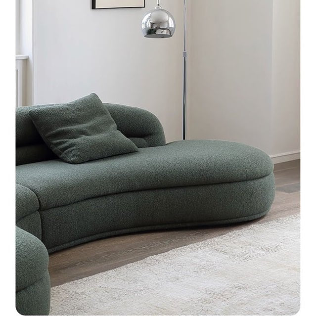 Yannik Four Seater Curved Sofa, Green - Miola