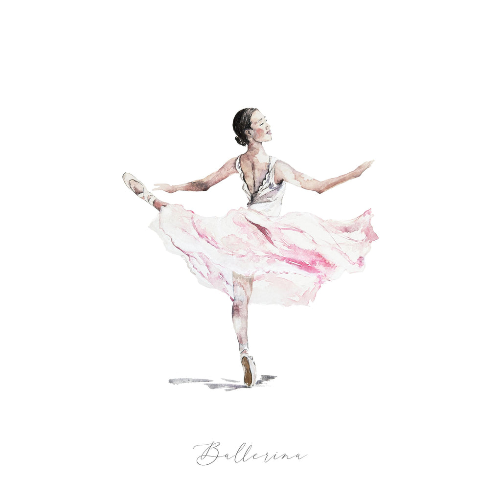 Hand-Painted Ballerina Illustration Print