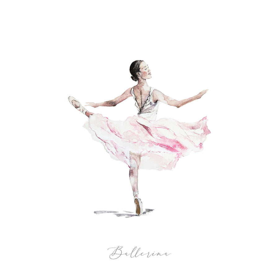 Hand-Painted Ballerina Illustration Print