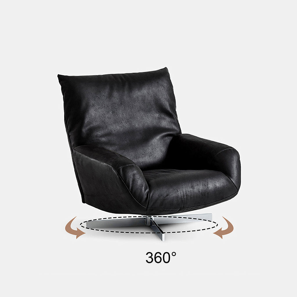 Schmidt Chiara Lounge Chair With Footstool, Swivel, Real Leather - Miola