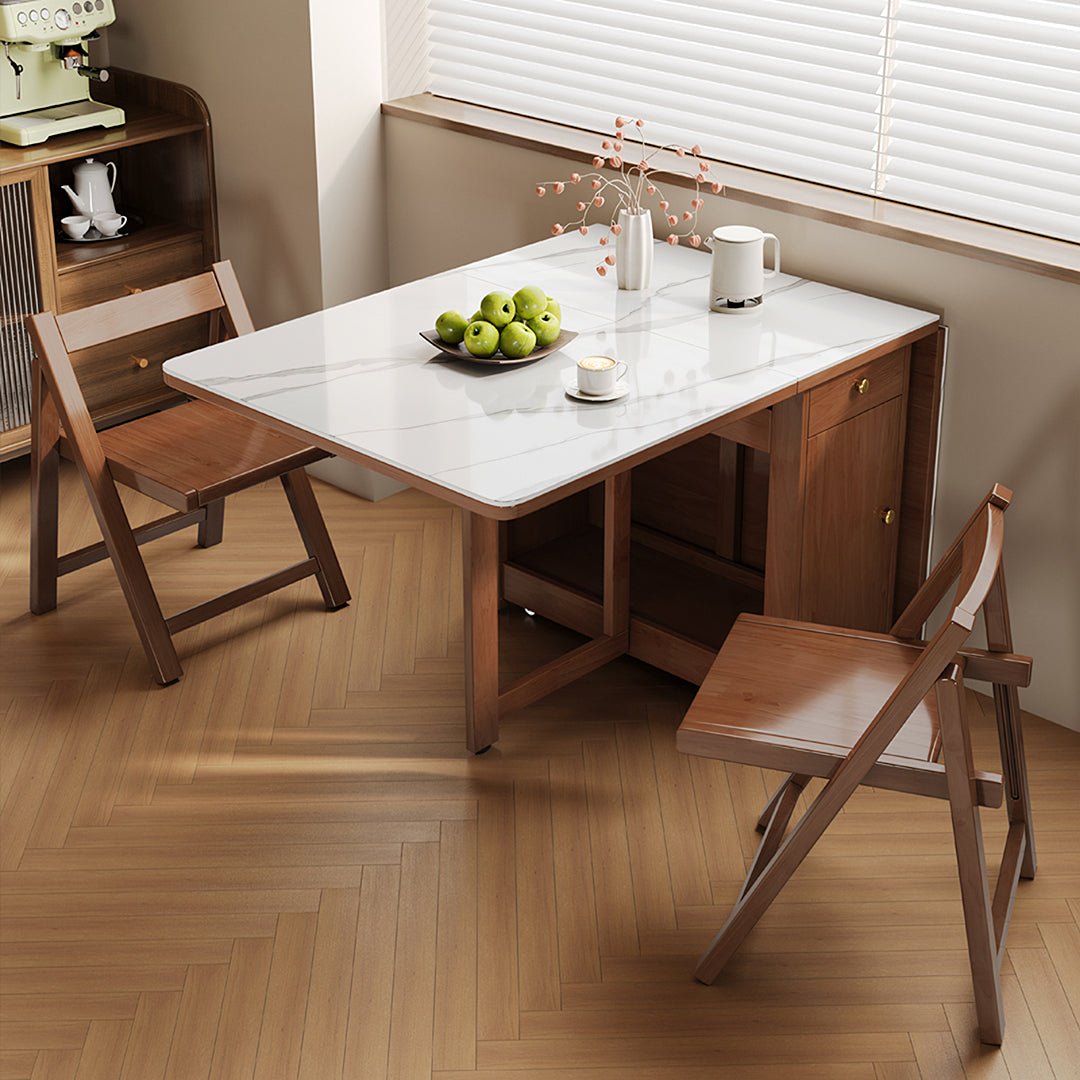 Salgado Folding Dining Table With Storage, Solid Wood - Miola