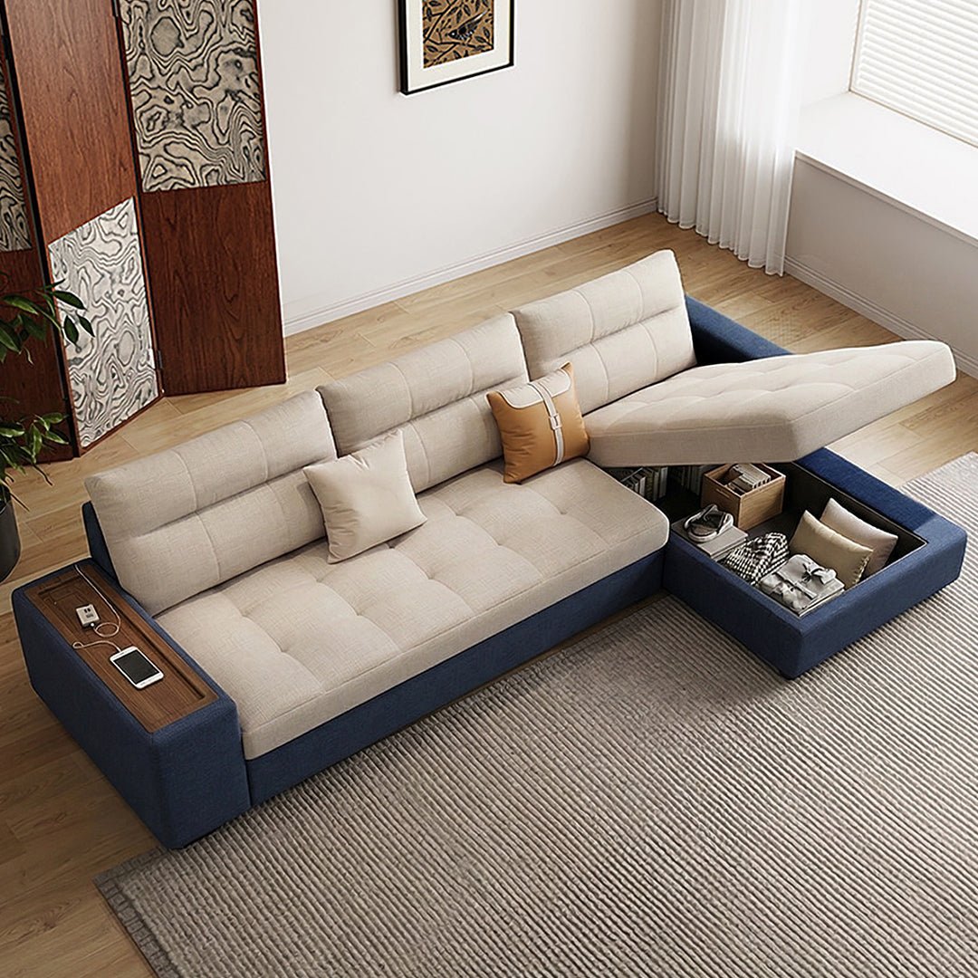 Lobo Sectional Sofa With Storage, Chaise Lounge Sofa Bed - Miola