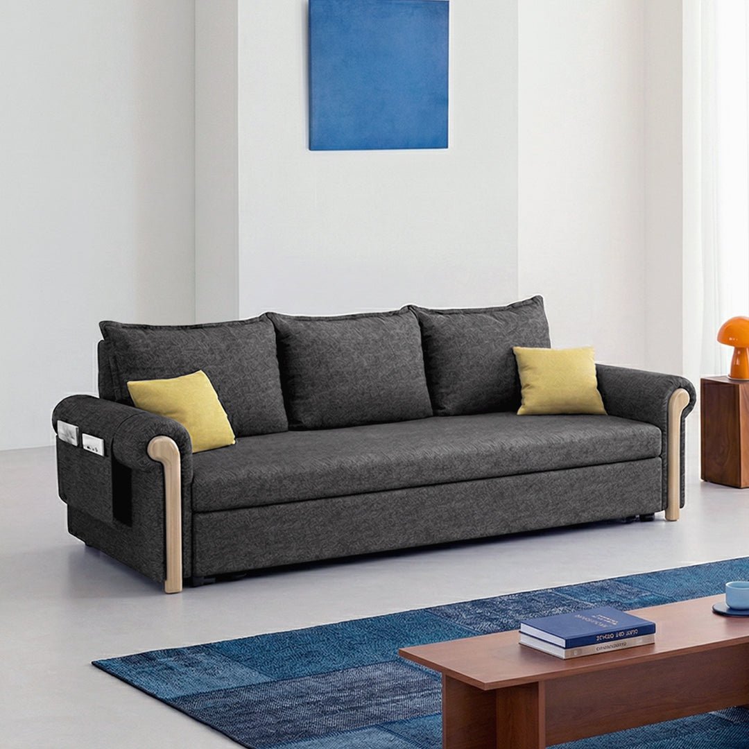 Braylene Two Seater Sofa Bed, Linen - Miola