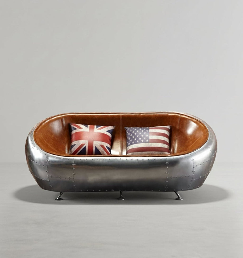 Aviator Airplane Tub Two Seater Sofa, Aluminum Loveseat - Miola