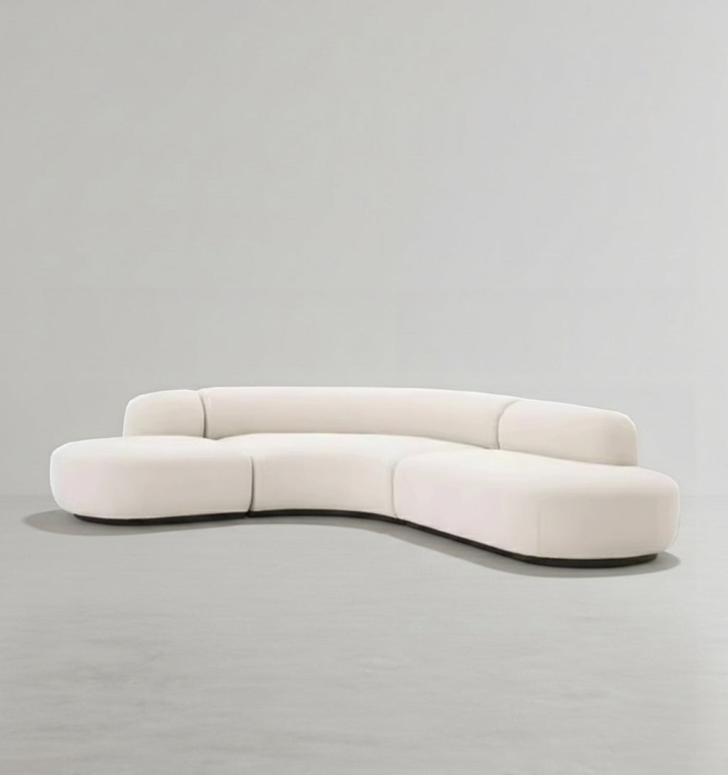 Eulalia Cream Curve Three Seater Sofa, Corner Sofa, Boucle - Miola
