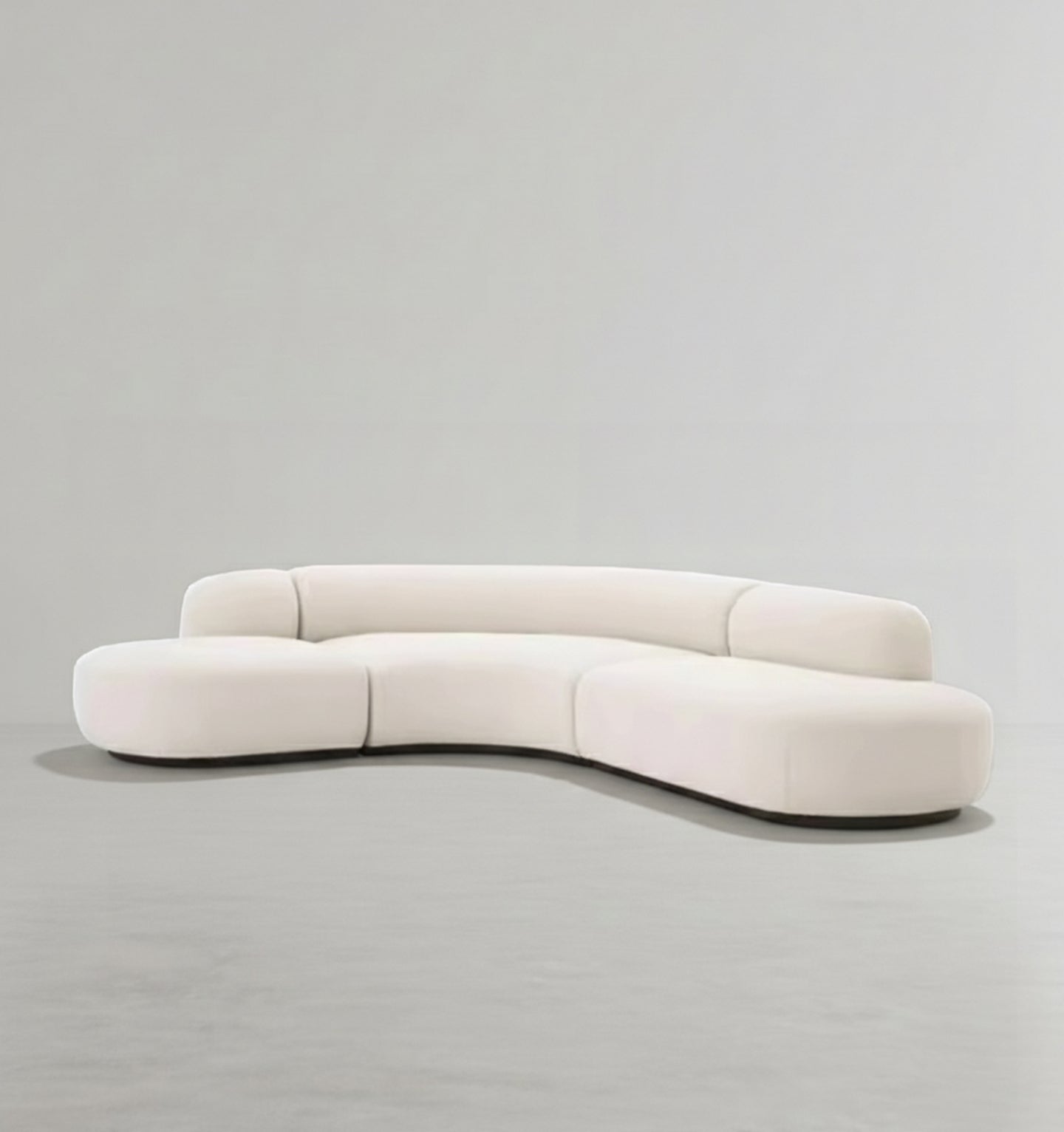 Eulalia Cream Curve Three Seater Sofa, Corner Sofa, Boucle - Miola