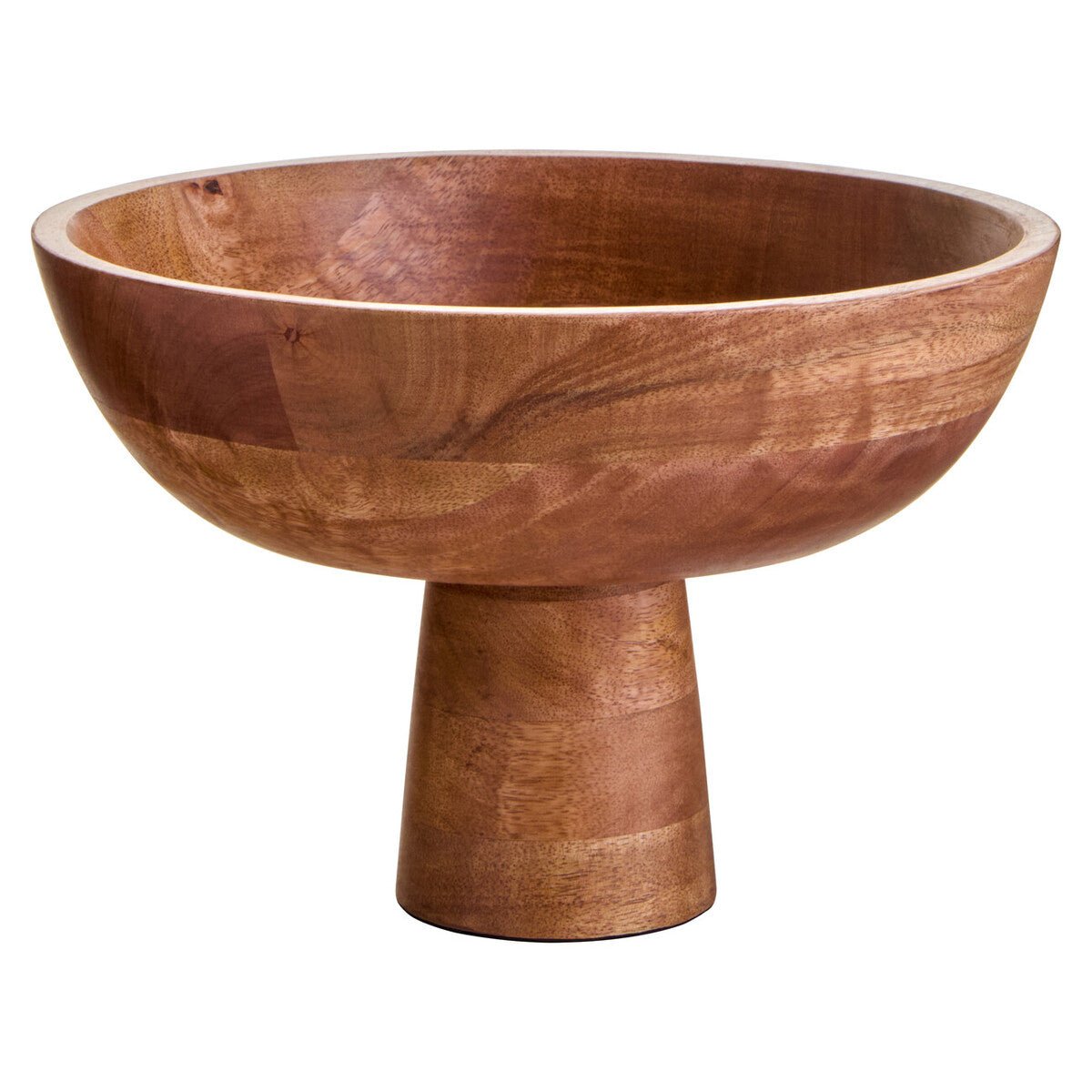 Kara Mango Wood Serving or Fruit Bowl with Pedestal Base - Miola