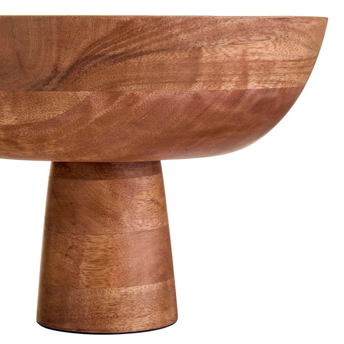 Kara Mango Wood Serving or Fruit Bowl with Pedestal Base - Miola