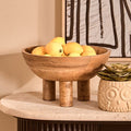 Kara Mango Wood Serving or Fruit Bowl with Footed Base - Miola