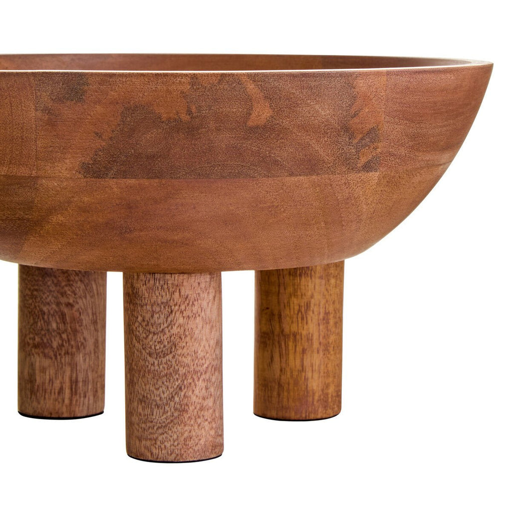 Kara Mango Wood Serving or Fruit Bowl with Footed Base - Miola