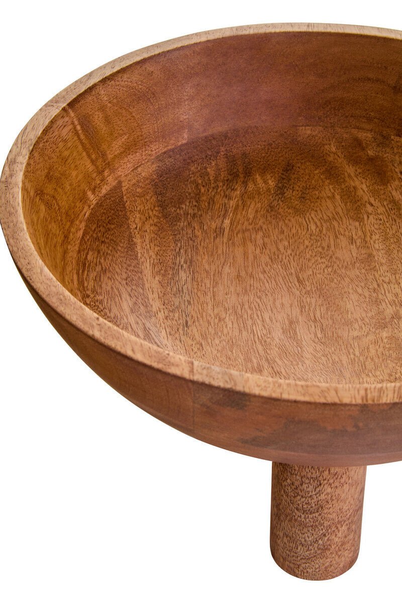 Kara Mango Wood Serving or Fruit Bowl with Footed Base - Miola