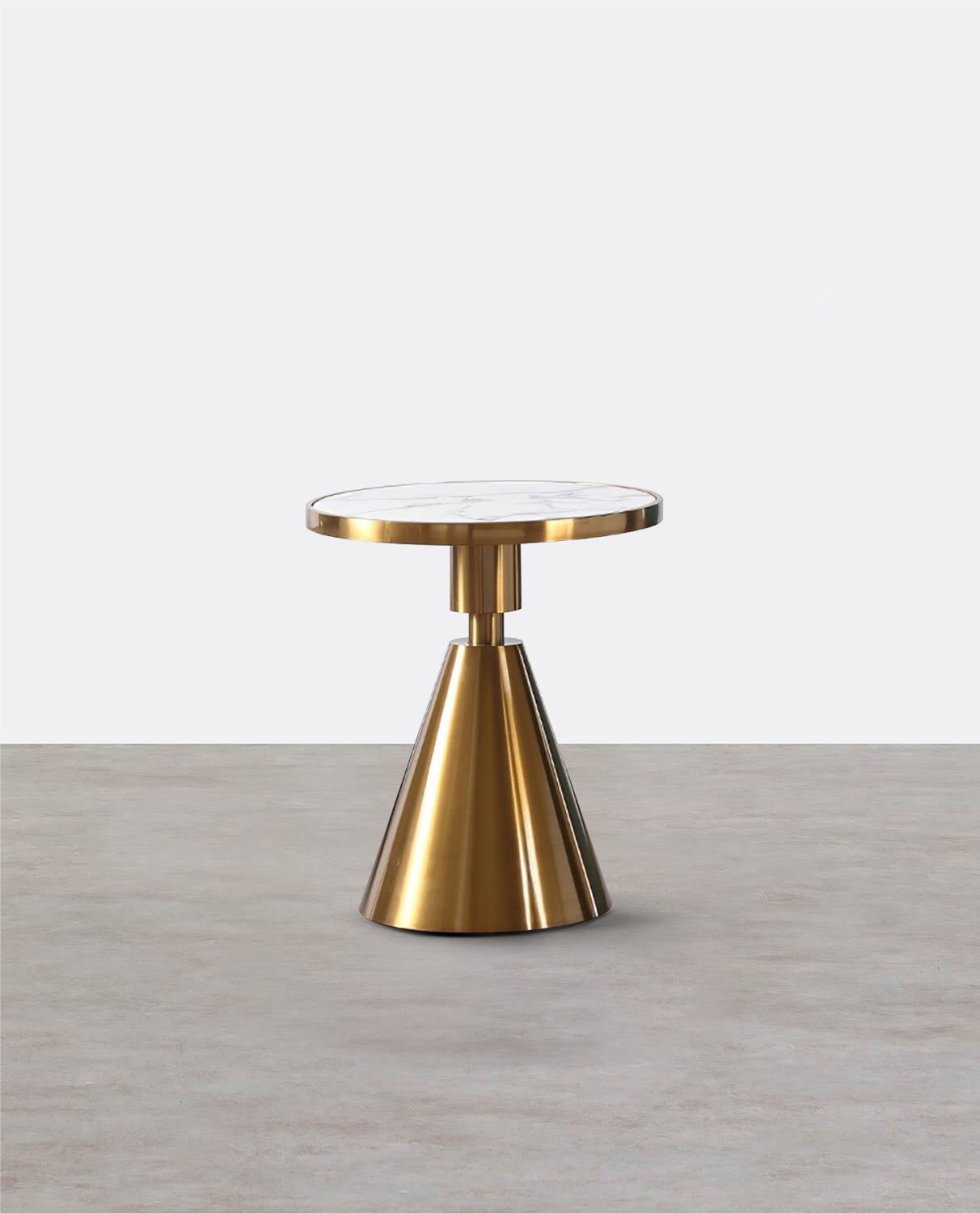 Modern Side Table with Marble Top and Metal Base - Miola