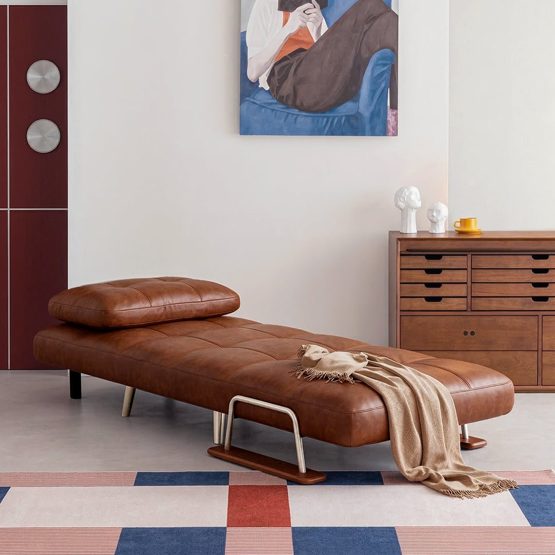 Riley Single Sofa Bed, Two Seater Sofa Bed, Black Leather - Miola
