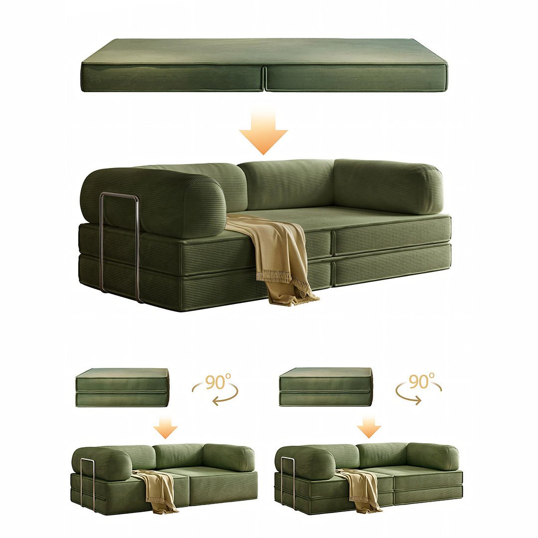 Van Buren Foldable Lazy Sofa Bed, Corduroy - Miola