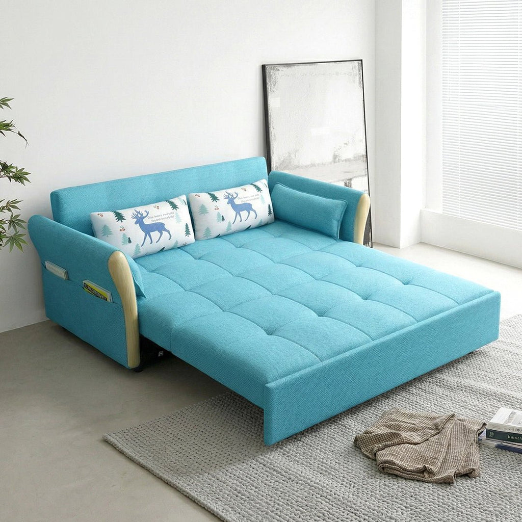 SB152 Two Seater Sofa Bed, Blue - Miola