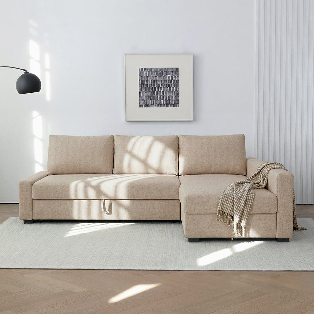 Edwards Three Seater Corner Sofa Bed With Storage, Linen - Miola
