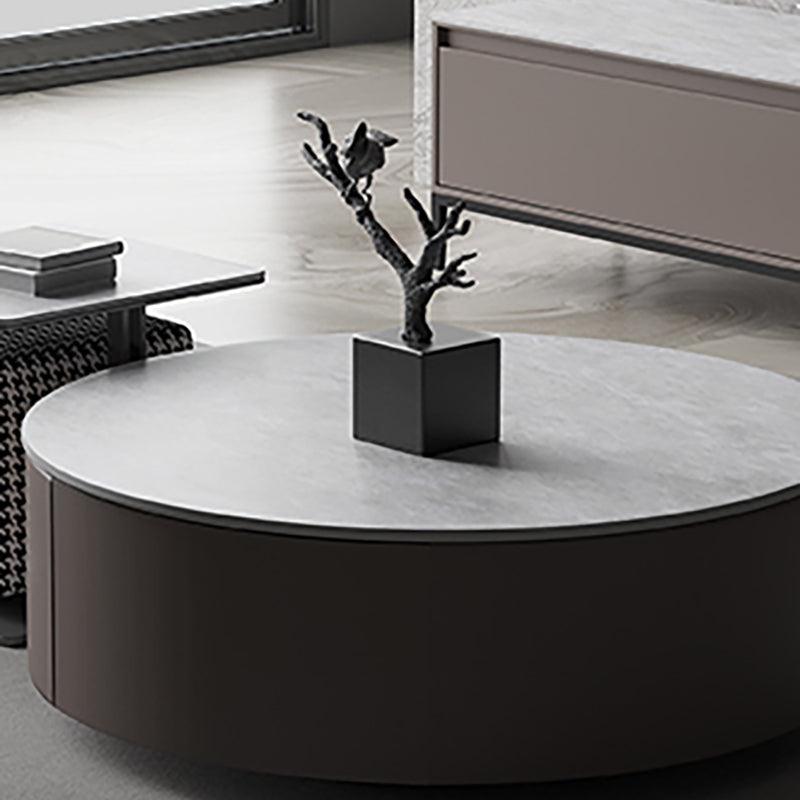 Alvis Coffee Table Set With Stool, Sintered Stone - Miola