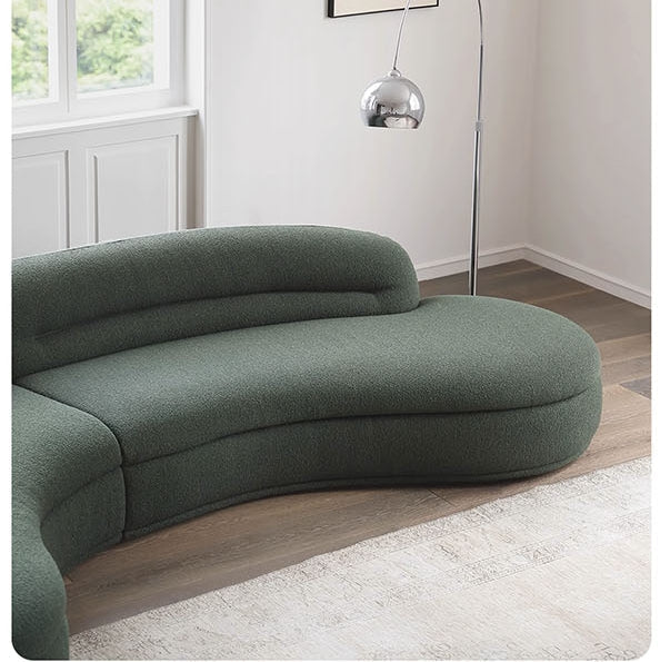 Yannik Four Seater Curved Sofa, Green - Miola