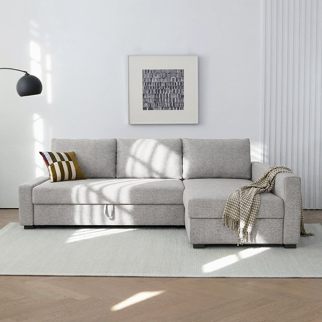 Edwards Three Seater Corner Sofa Bed With Storage, Linen - Miola