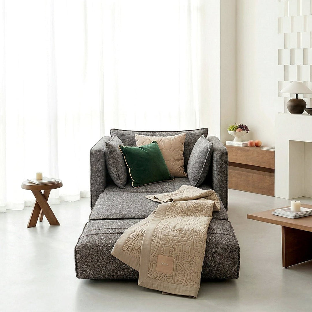 Barghouti Two Seater Sofa Bed, Linen - Miola