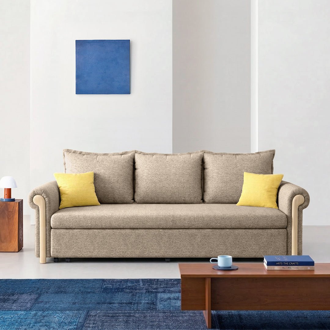 Braylene Two Seater Sofa Bed, Linen - Miola