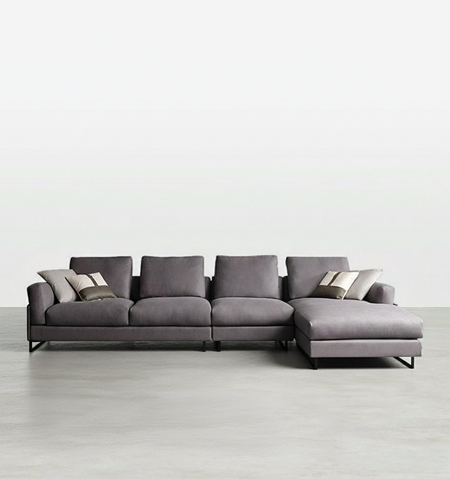 H92 Grey Four Seater Corner Sofa, Leathaire, Multiple Color - Miola