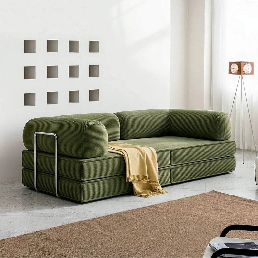 Van Buren Foldable Lazy Sofa Bed, Corduroy - Miola