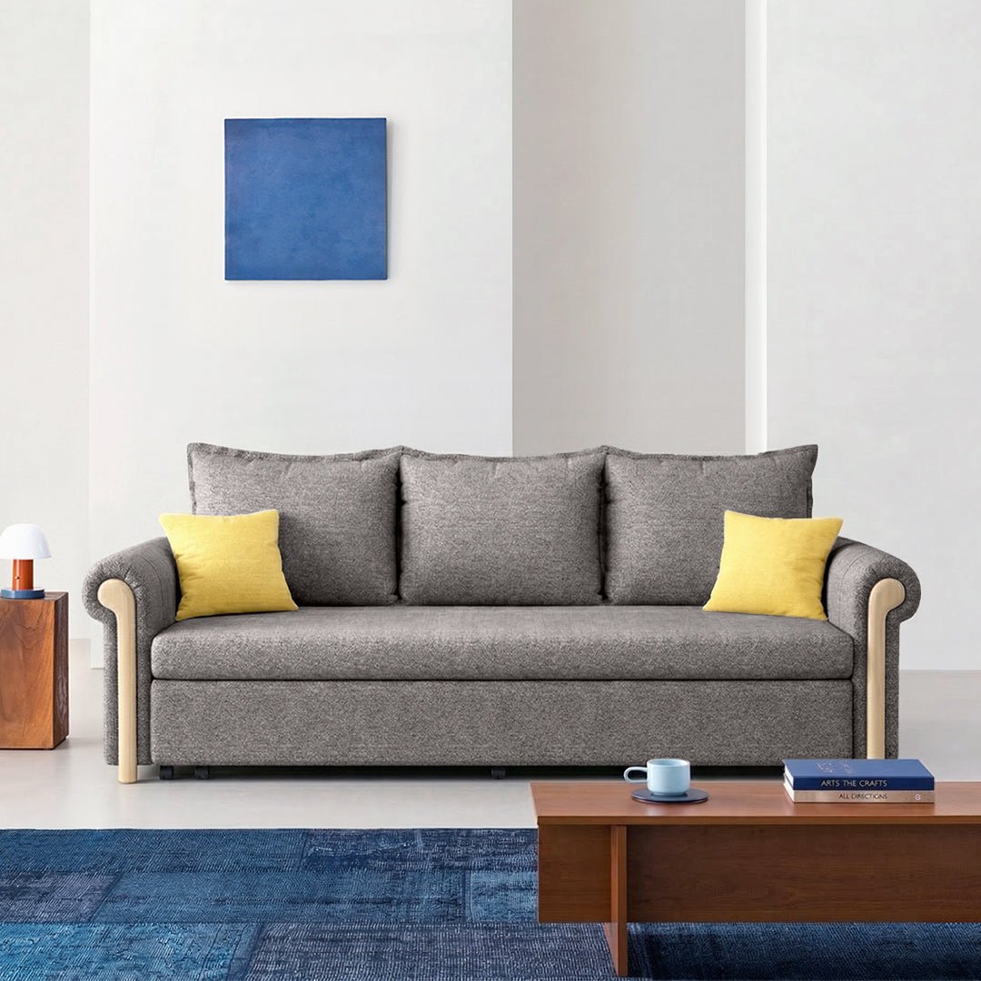 Braylene Two Seater Sofa Bed, Linen - Miola