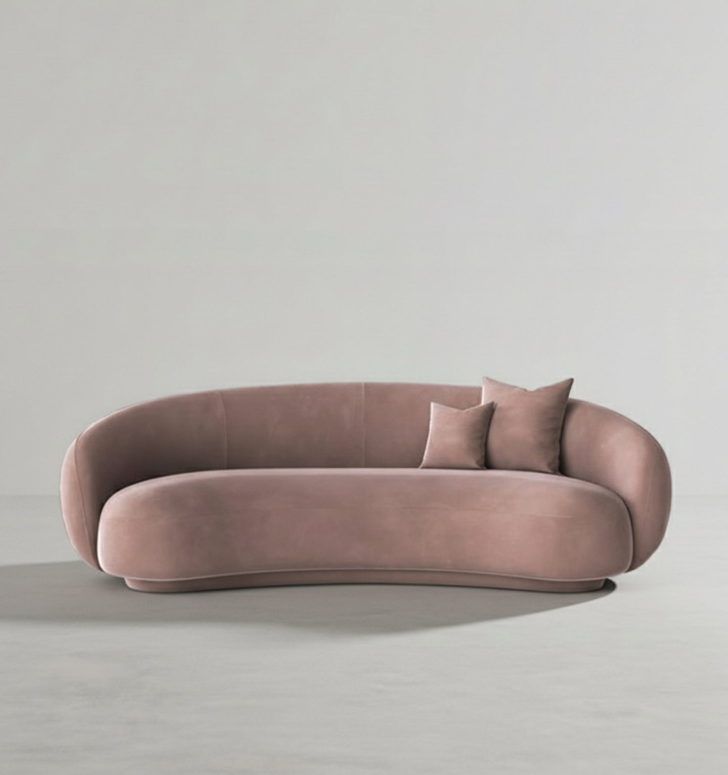 Romelia Three Seater Curved Sofa, Velvet - Miola